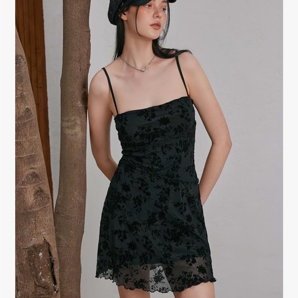 Verdusa Black Mesh Lace Overlay Dress spaghetti Straps Sz XL NWT - Picture 5 of 10